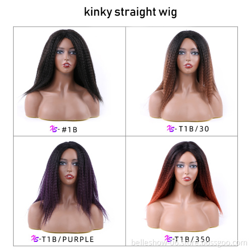 Hot sell Wholesale Price Kinky Straight Hair Synthetic Lace Front Wig Ombre Popular Yaki Straight wig kinky long straight wigs